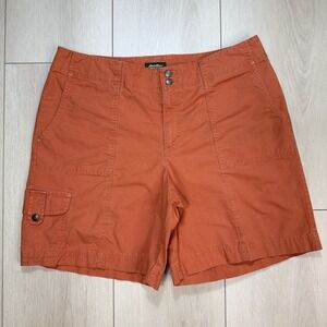 Eddie Bauer Mercer Fit Cargo Shorts Women's 14 Orange Cotton Stretch Hiking‎